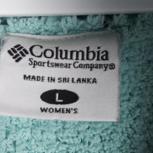 COLUMBIA SPORTSWEAR aqua chunky knit fluffy soft hoodie zip sweater sz.L - Picture 3 of 9